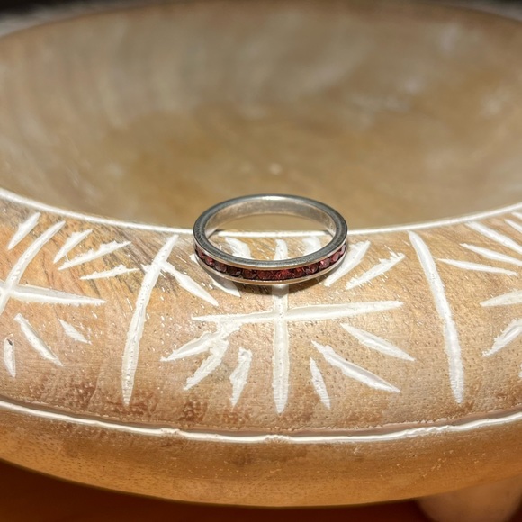 Pink CZ 925 Sterling Silver Stacker Ring - Picture 5 of 13